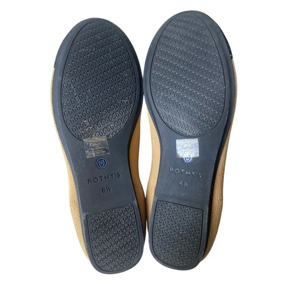 Rothy's Camel Captoe Ballet Flat US 6.5 Brown Black Knit Sustainable Preppy - Picture 9 of 13